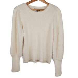 Marled Fuzzy Cream Sweater. LG. #0168